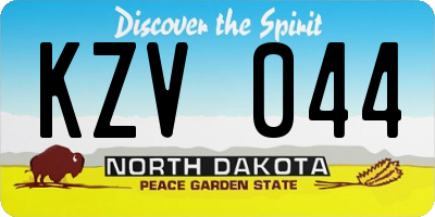ND license plate KZV044