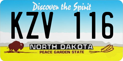 ND license plate KZV116