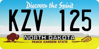 ND license plate KZV125