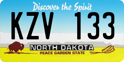 ND license plate KZV133