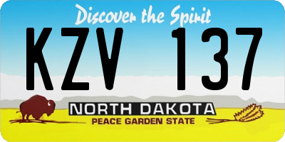 ND license plate KZV137