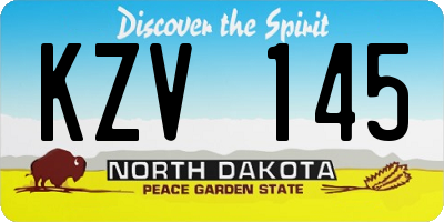 ND license plate KZV145