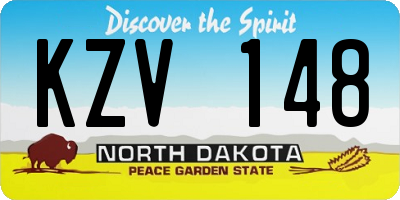 ND license plate KZV148