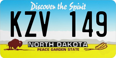 ND license plate KZV149