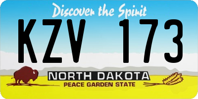 ND license plate KZV173