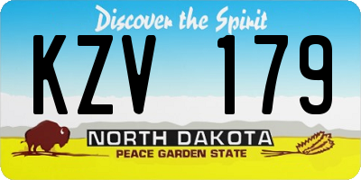 ND license plate KZV179