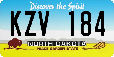 ND license plate KZV184