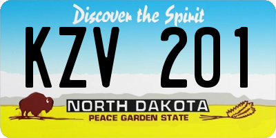 ND license plate KZV201
