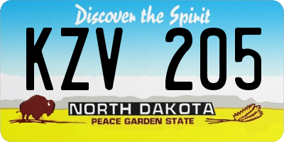 ND license plate KZV205