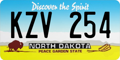 ND license plate KZV254