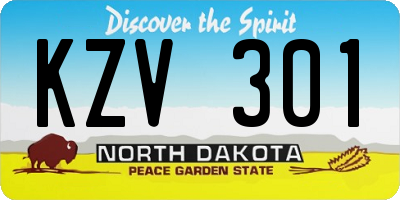 ND license plate KZV301