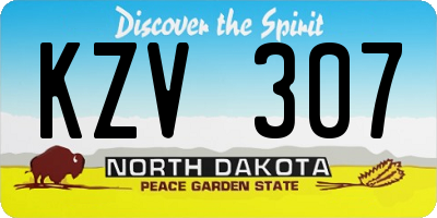 ND license plate KZV307