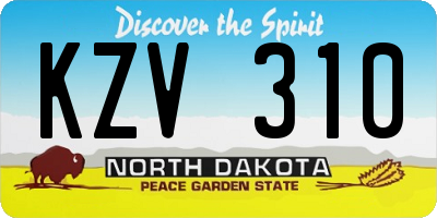ND license plate KZV310