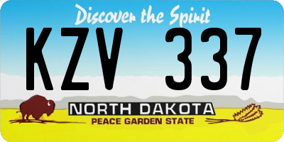 ND license plate KZV337