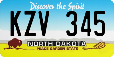 ND license plate KZV345