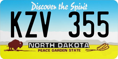 ND license plate KZV355