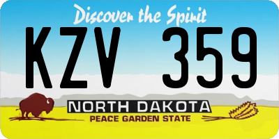 ND license plate KZV359