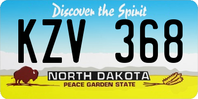 ND license plate KZV368