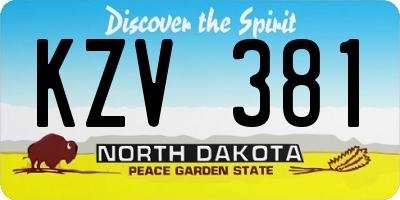 ND license plate KZV381