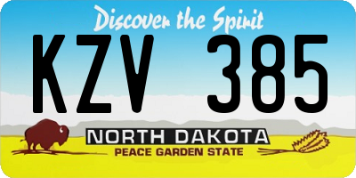 ND license plate KZV385