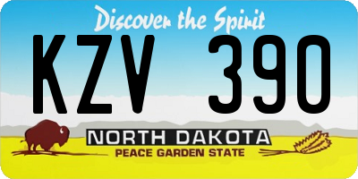 ND license plate KZV390