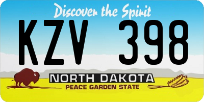 ND license plate KZV398