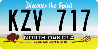 ND license plate KZV717