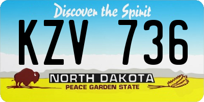 ND license plate KZV736