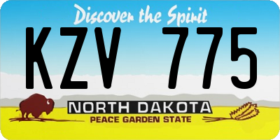ND license plate KZV775