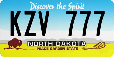 ND license plate KZV777