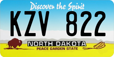 ND license plate KZV822