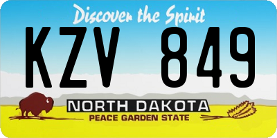ND license plate KZV849