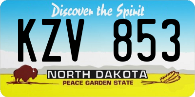 ND license plate KZV853