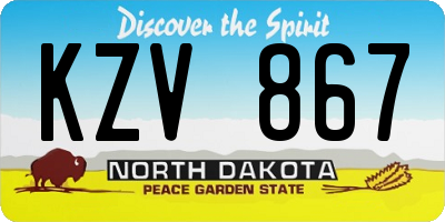 ND license plate KZV867