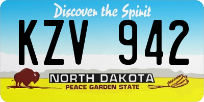 ND license plate KZV942
