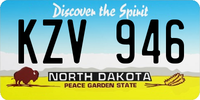 ND license plate KZV946