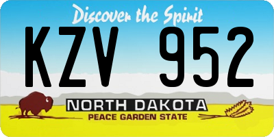 ND license plate KZV952