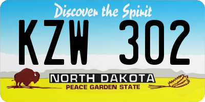 ND license plate KZW302