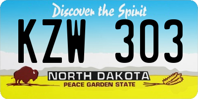 ND license plate KZW303