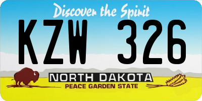 ND license plate KZW326