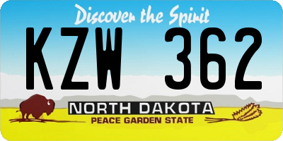ND license plate KZW362