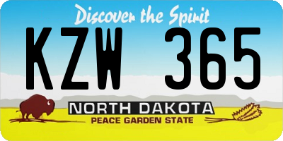 ND license plate KZW365