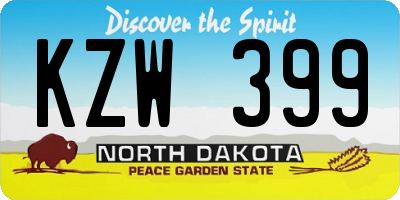 ND license plate KZW399