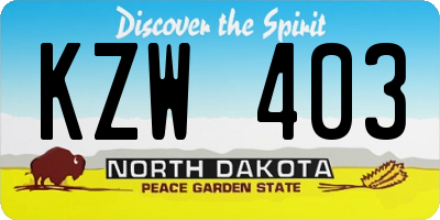 ND license plate KZW403
