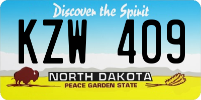 ND license plate KZW409