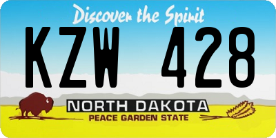 ND license plate KZW428