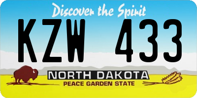 ND license plate KZW433