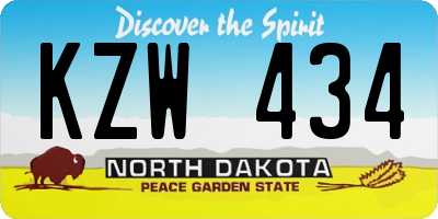 ND license plate KZW434