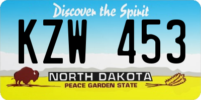 ND license plate KZW453