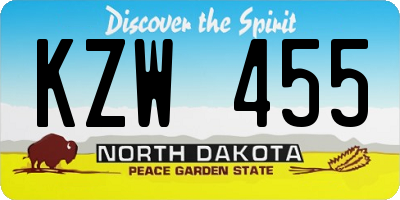 ND license plate KZW455